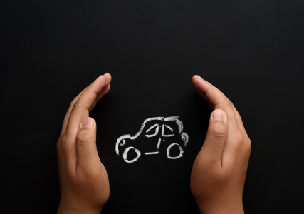 Chalk car, hands protect