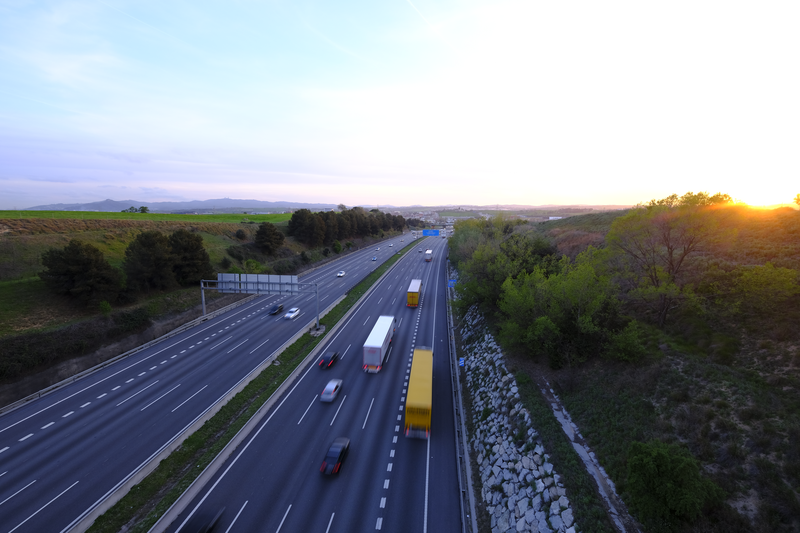 Highway AP-7, one of the busiest in Spain, as it passes through the province of Barcelona