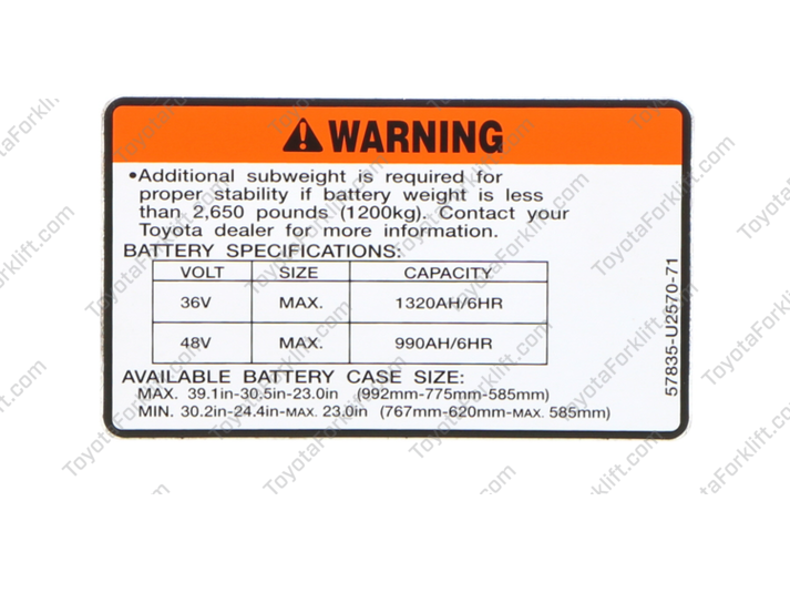 yoshitwin358⟡.* Battery Weight Indicator Plate | Part # 57835-U2570-71 | Toyota