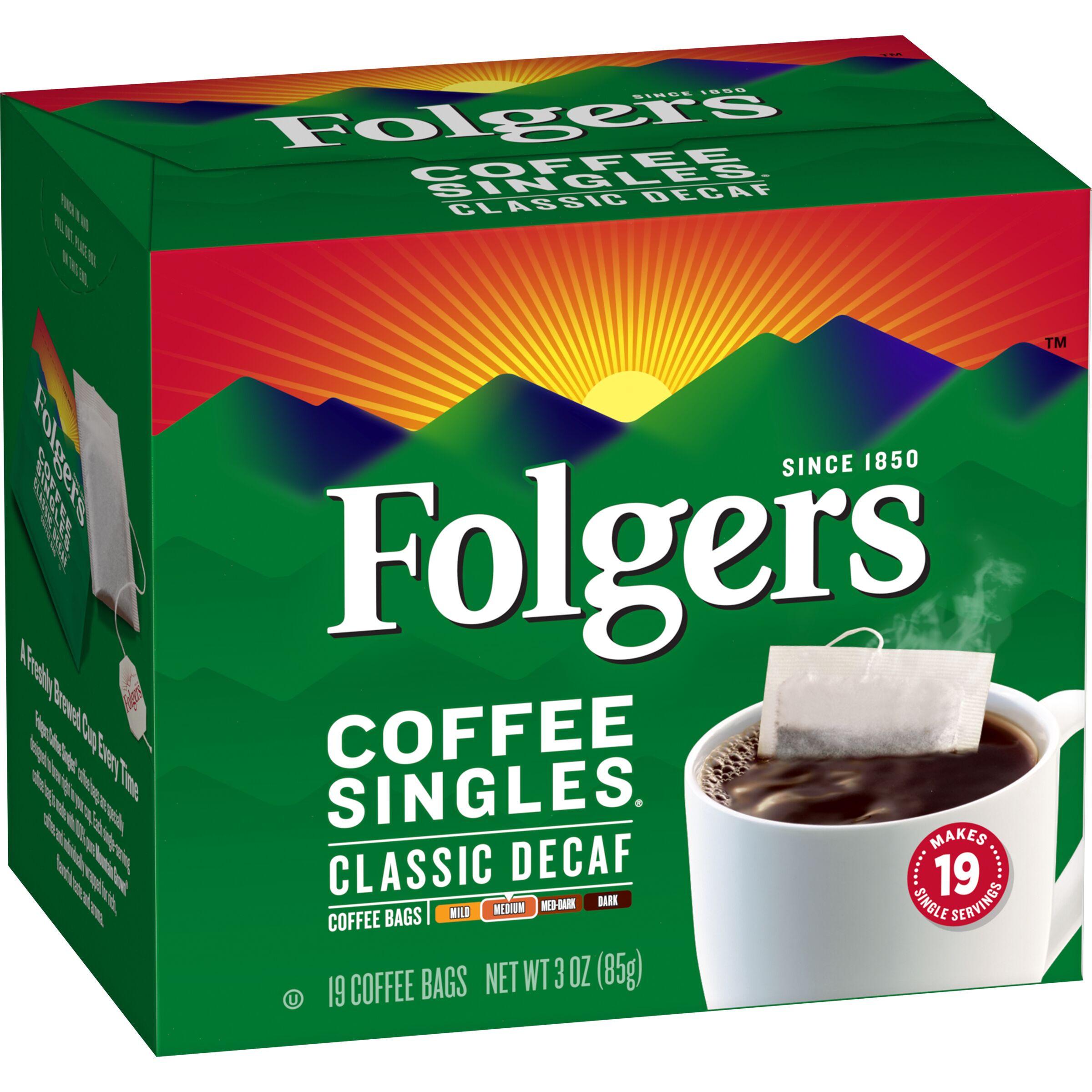 Folgers Classic Decaf Coffee Singles SmartLabel 