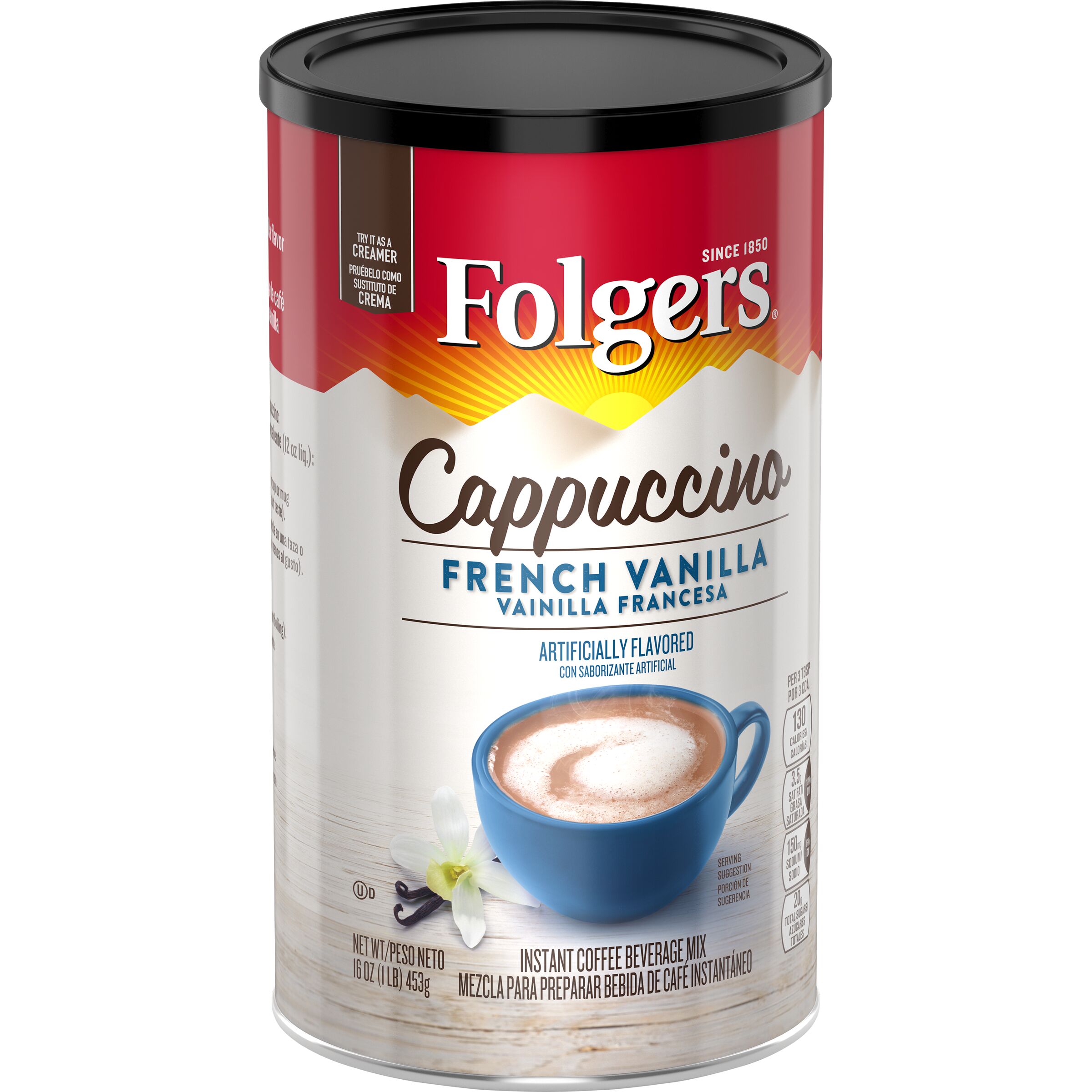 Folgers® Cappuccinos ® French Vanilla Flavored Cappuccino Mix SmartLabel™
